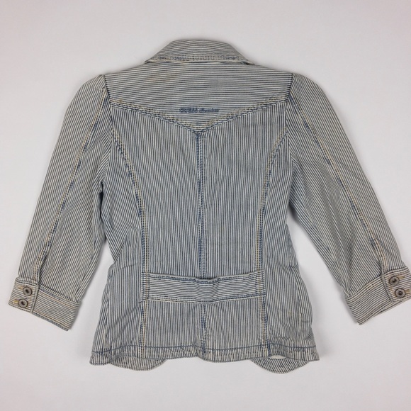 Guess vintage striped denim jacket 3/4 sleeve - Picture 8 of 8
